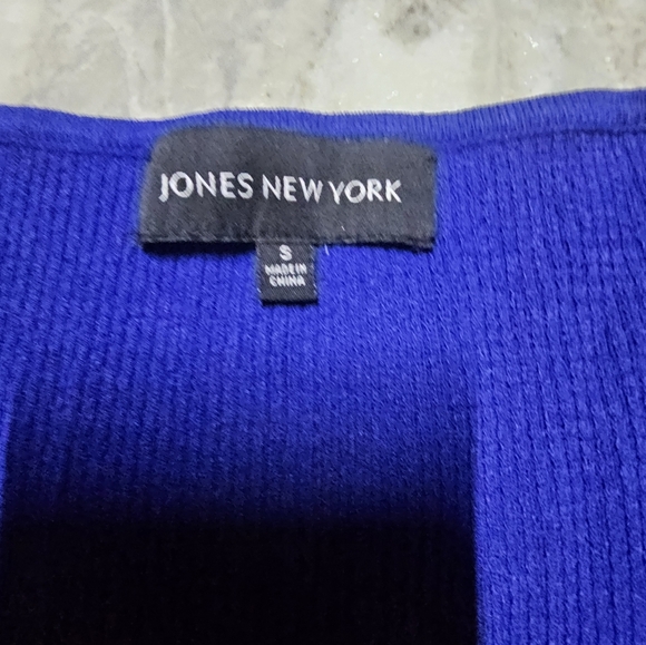 Jones New York Royal Blue Ribbed Short Sleeve Sweater Top – Size S - Picture 3 of 8